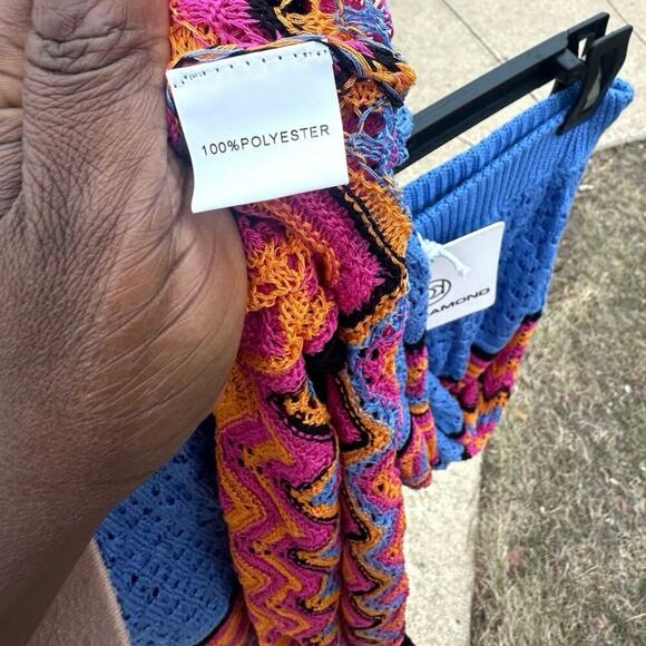 Pink Diamond Thommy Color Block Crochet Maxi Skirt Size Medium Royal Blue - Picture 8 of 12